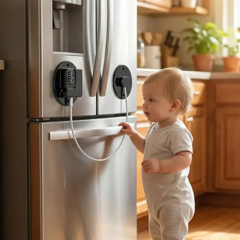 Kindersicherung Schrank & Kühlschrank – Edelstahl Sicherheitsschloss für Baby & Kleinkind