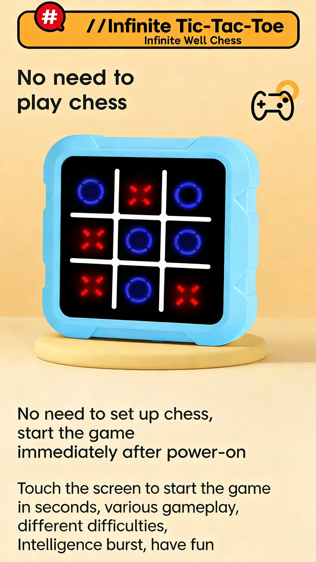 Elektronisches Tic-Tac-Toe Schachbrett – Interaktives Strategiespiel für Kinder & Familie