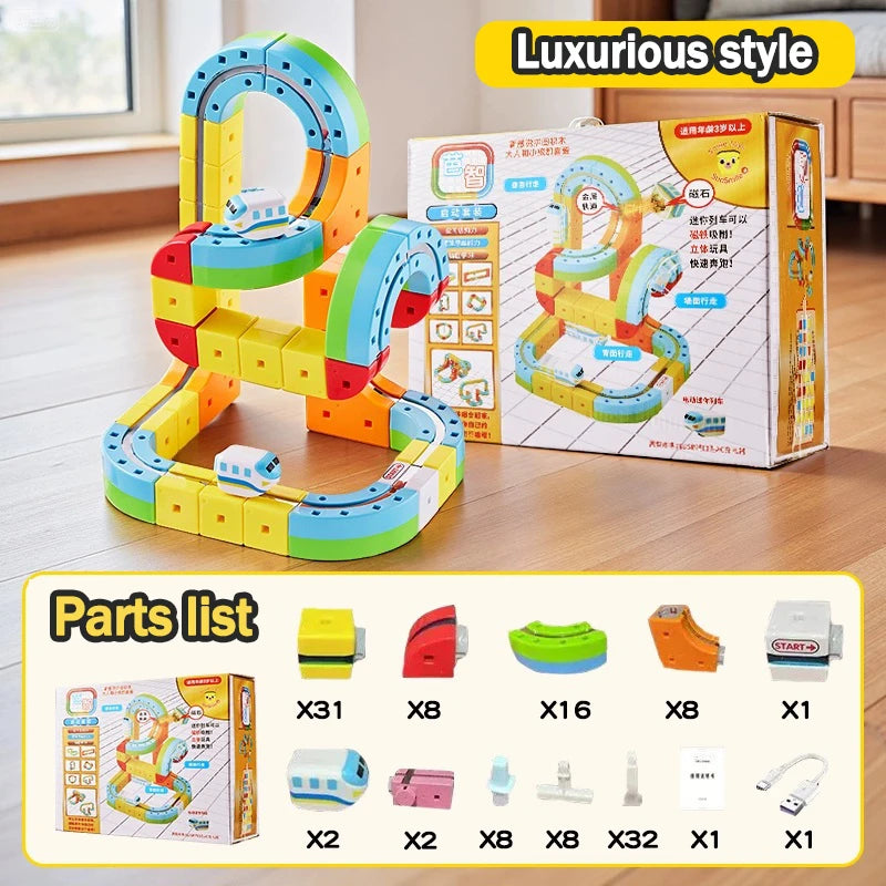 Montessori Spielzeug – Magische Schienen Zug DIY Set | Lernspielzeug für Kinder