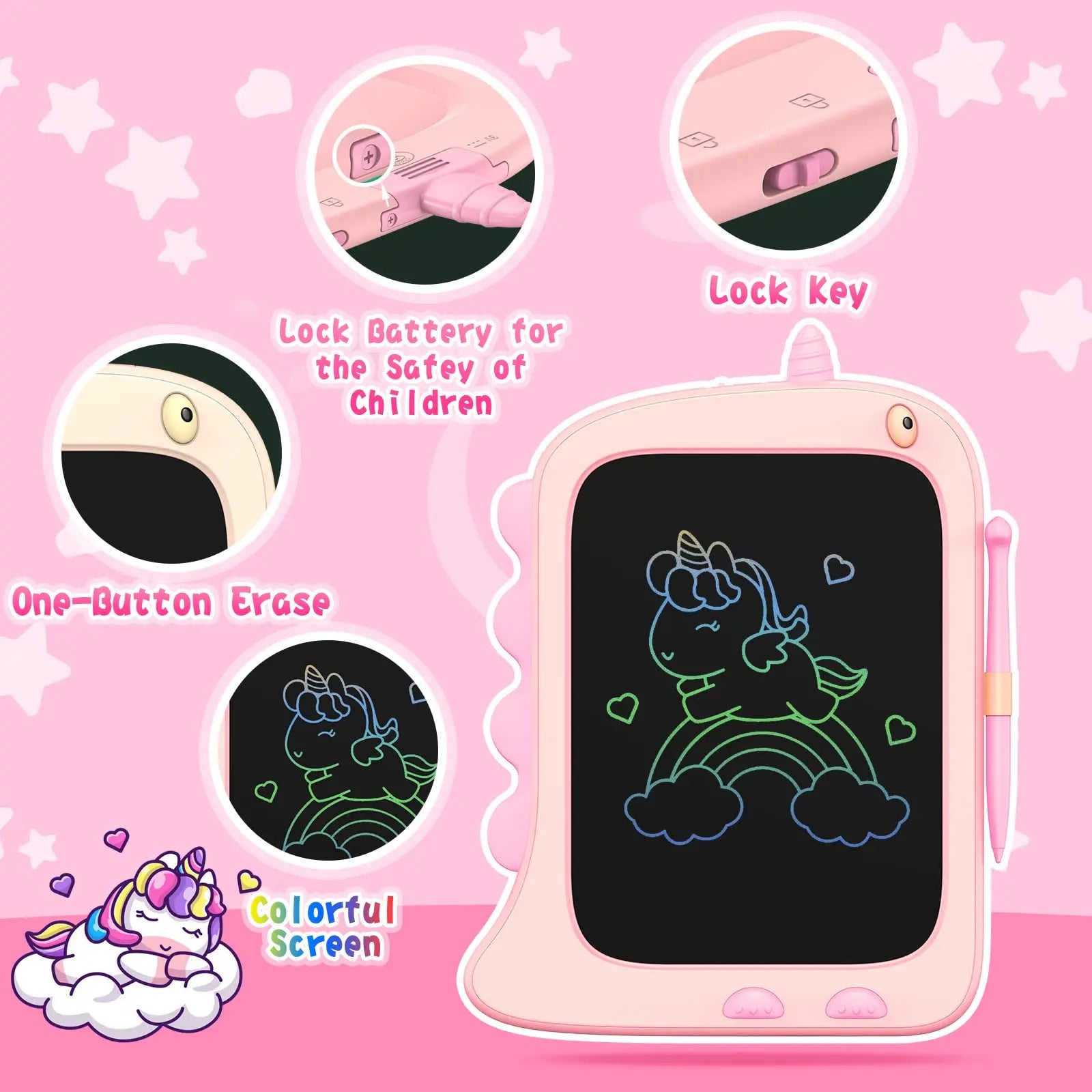 LCD Zeichen-Tablet für Kinder 8,5 Zoll – Elektronisches Zeichenbrett | Dinosaurier Design
