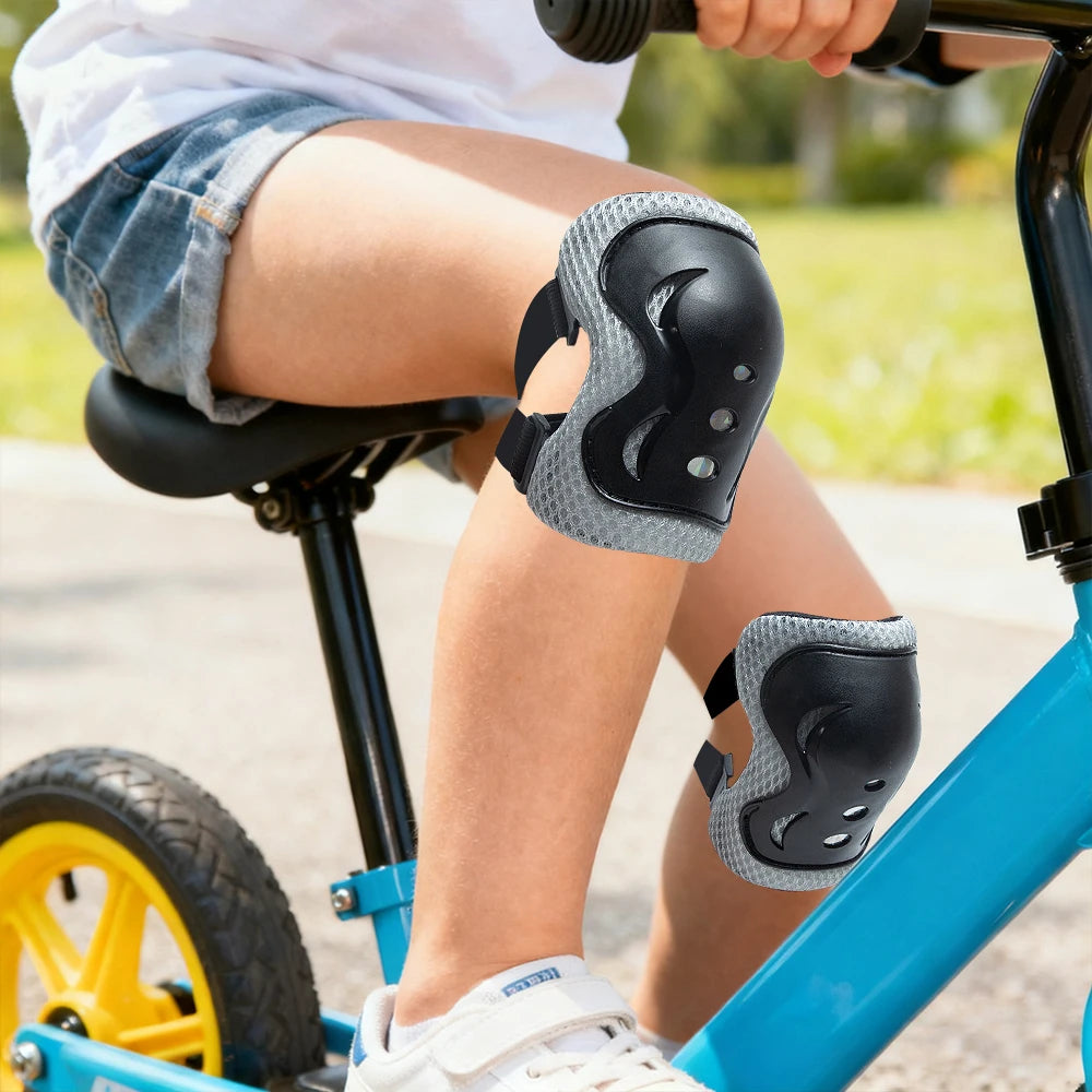 Kinder Schutzausrüstung 7-teilig – Helm + Knie- & Ellbogenschoner + Handgelenkschutz für Skateboard, Fahrrad & Roller